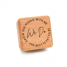 1pc Carved Wooden 'we Do' Pattern Ring Box For Proposal, Wedding Anniversary Gift And Jewelry Storage - Beech - View 7