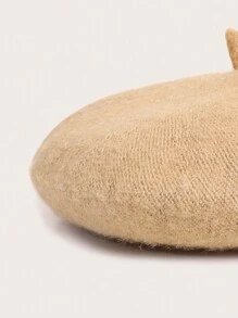 1pc Khaki Color Knitted Beret Hat For Children - Khaki - View 3