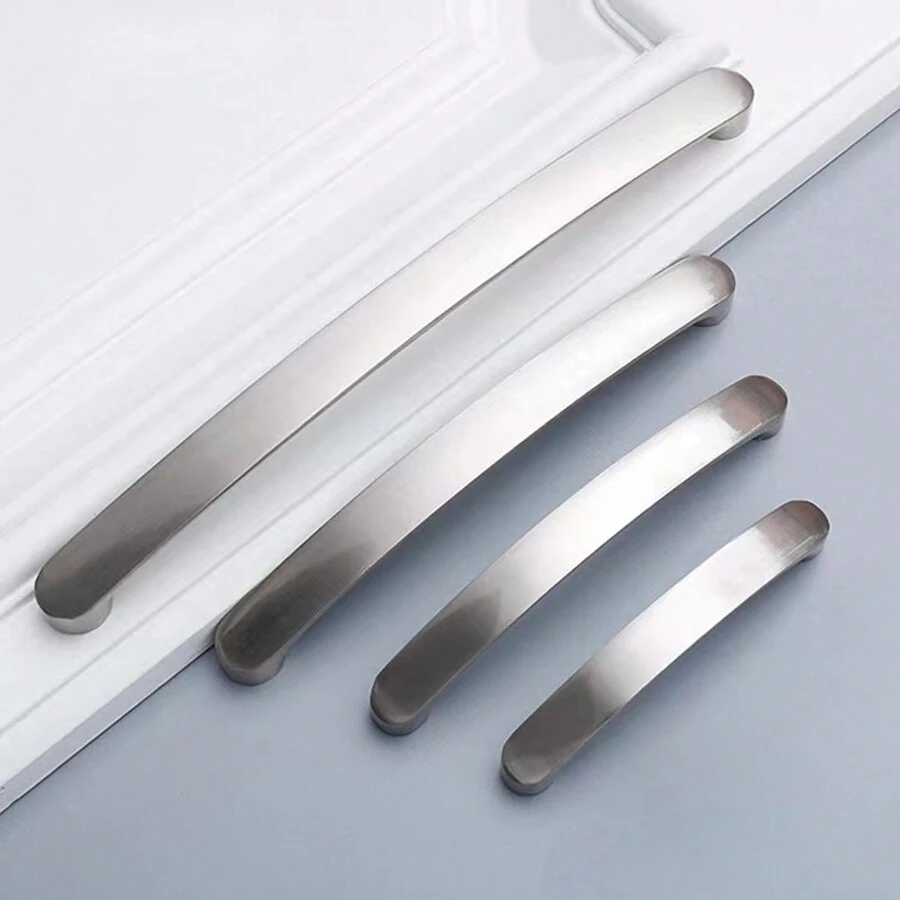 1pc Cabinet Handles Knobs Aluminum Alloy Door Kitchen Knobs Brushed Cabinet Pulls Drawer Modern Furniture Handle Hardware - Silver - View 1
