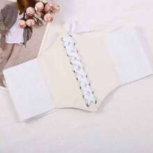 1 chiếc đai lưng co giãn cho nữ, đai lưng trang trí phù hợp với váy, thiết kế đơn giản, nhiều màu sắc, cũng phù hợp cho mục đích sử dụng trong tiệc Halloween, đai nịt eo - trắng - Xem 3