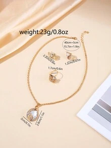 SOKI SOKI 1 套女士手表时尚休闲优雅数字表盘石英表和水晶套装水滴孔雀吊坠项链、耳环、戒指套装非常适合日常佩戴、生日礼物、派对、节日聚会，也是送给自己或朋友的理想礼物 - 白色 - 查看 9