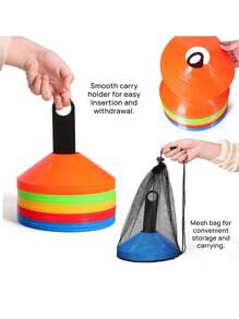 1set Of 50 Football Training Equipment Markers, Including Disc Cones, Ice Cream Cones, Obstacle Course Markers, Storage Bag, And Rack - Multicolor - View 5