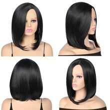 14 英寸齐肩鲍勃假发 短直发鲍勃假发 适合女士日常派对、万圣节、角色扮演、圣诞节、派对等 - 黑色 - 查看 3