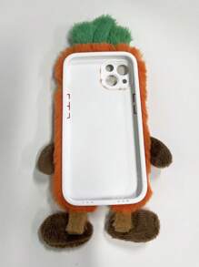 可愛毛絨胡蘿蔔手機殼兼容 Iphone 13 Pro Max、iphone 15、iphone 12、iphone 14/11,創意設計 - 橘色 - 查看 3