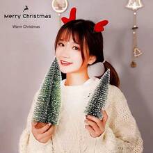 1pc Mini Christmas Tree Tabletop Decoration Cedar Desktop Display With Led Lights, For Window Display Christmas Decoration And Gift - Green - View 4