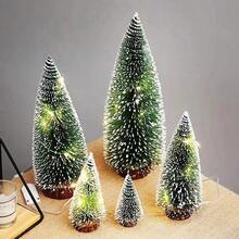 1pc Mini Christmas Tree Tabletop Decoration Cedar Desktop Display With Led Lights, For Window Display Christmas Decoration And Gift - Green - View 5