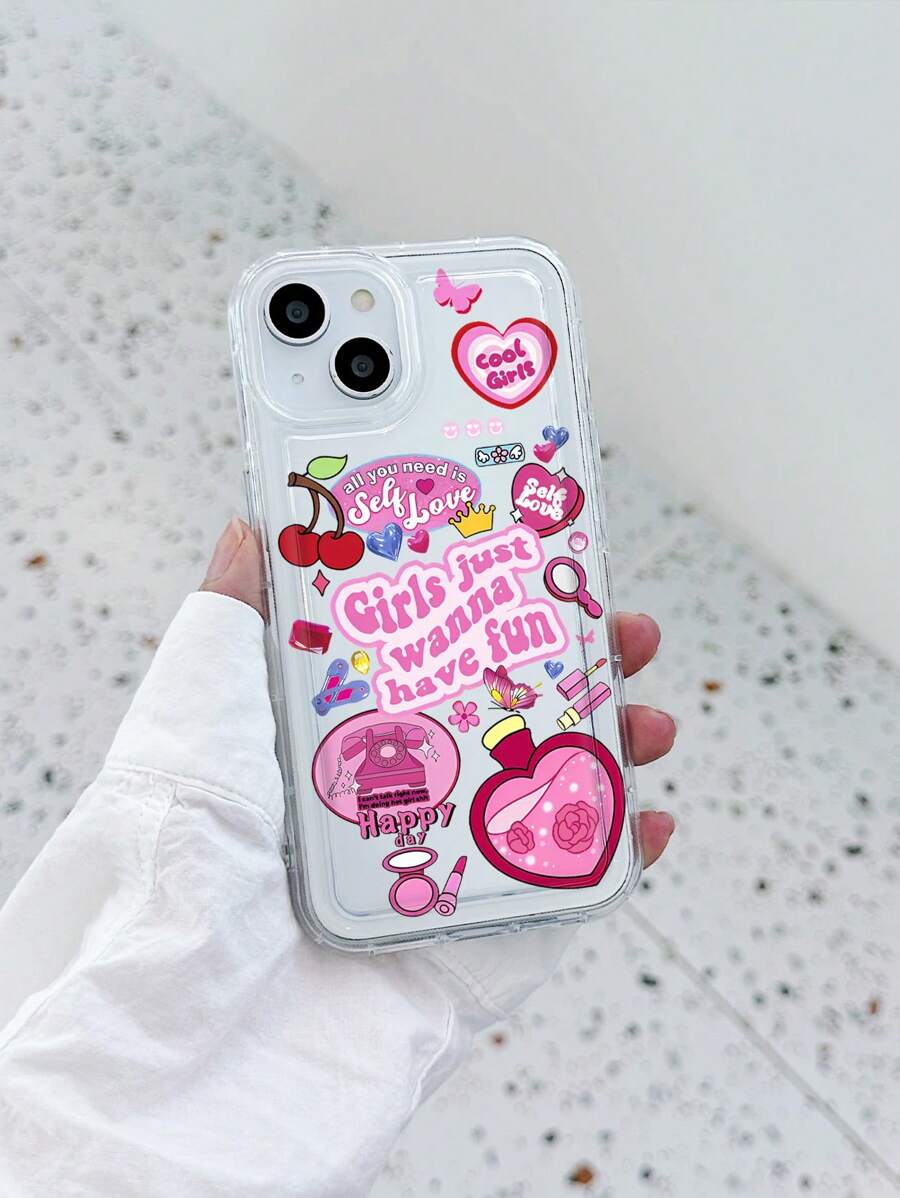 1 peça Case de celular com gráfico de desenho animado e amortecedor de choque, compatível com iPhone e Galaxy, incluindo iPhone 13, 15, 16 Pro Max, 16, 14 e 16 Plus, bem como telefones Galaxy - Multicolorido - Visão 1
