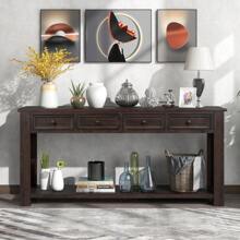 MERAX Console Table/Sofa Table With Storage Drawers And Bottom Shelf For Entryway Hallway(Espresso) - 濃縮咖啡 - 查看 1