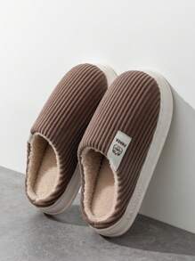 Men Simple vertical stripes Fluffy Bedroom Slippers,Fabric Fashion Slippers - Coffee Brown - View 1