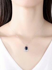 AETOLIA 1組項鍊耳環倫敦藍耳環s925銀七彩寶石耳環吊墜鎖骨鏈歐美時尚優雅派對聚會歐美時尚婚禮情人節首飾 - 寶藍色 - 查看 7