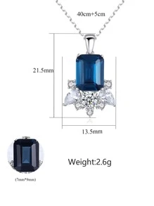 AETOLIA 1組項鍊耳環倫敦藍耳環s925銀七彩寶石耳環吊墜鎖骨鏈歐美時尚優雅派對聚會歐美時尚婚禮情人節首飾 - 寶藍色 - 查看 9