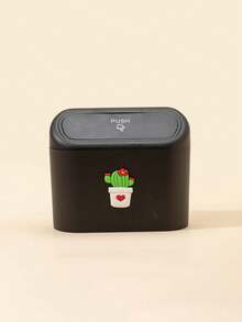 Bote De Basura Para Coche Con Decoración De Cactus De Dibujos Animados - Negro - Ver 5