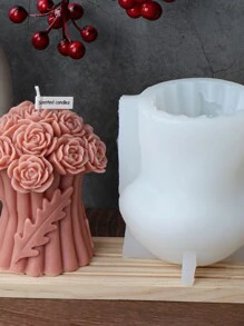 1pc Handheld Bouquet Rose Flower Silicone Diy Mold - White - View 4