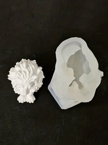 1入組獅子造型蠟燭模具,適用於製作香氛蠟燭,石膏人像,肥皂製作 - 白色 - 查看 3