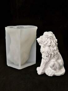 1入組獅子造型蠟燭模具,適用於製作香氛蠟燭,石膏人像,肥皂製作 - 白色 - 查看 1