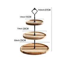 1套鄉村風格的木製三層托盤,圓形農家廚房桌面裝飾托盤,食品水果蛋糕展示咖啡吧家庭派對季節性裝飾 - 3 tier - 查看 2