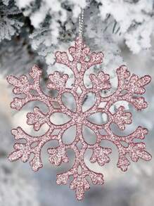 8 Stücke Weihnachten Glitzer Schneeflocken Dekoration, Silber/Gold/Rosa Kunststoff Schneeflocke für Weihnachtsbaumdekoration, 10,2 cm, kleine glänzende Schneeflocken Dekoration, für Winterwunderland Weihnachtsparty Dekoration