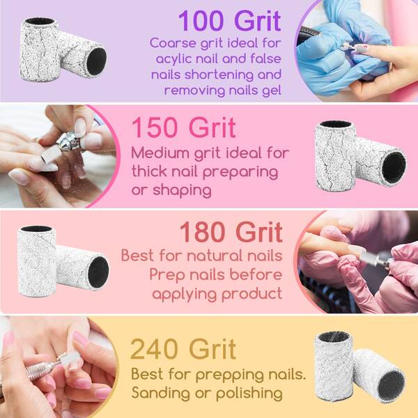 180 Grit Nail Sanding Band, 100Pcs Professional White Nail Sanding Band