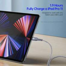 DUZZONA 1 条 1m/2m/3m PD 65W 快速充电 USB C 转 USB C 数据线兼容 15 16 系列、平板电脑，兼容 Macbook、手机，快速充电、强劲高速数据传输 - 槍灰色 / PD65W-20V-3.25A - 查看 4