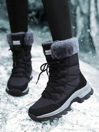 Women's Winter Snow Boots, Fluffy Lined, Waterproof, Warm  Ankle Boots, Thick Sole, Northeastern Region Large Size