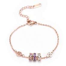 1 Piece Titanium Steel Wind Chime Three-In-One Ice Crystal Bracelet Stainless Steel Explosive Stone Transfer Bracelet - Rose Gold - View 1