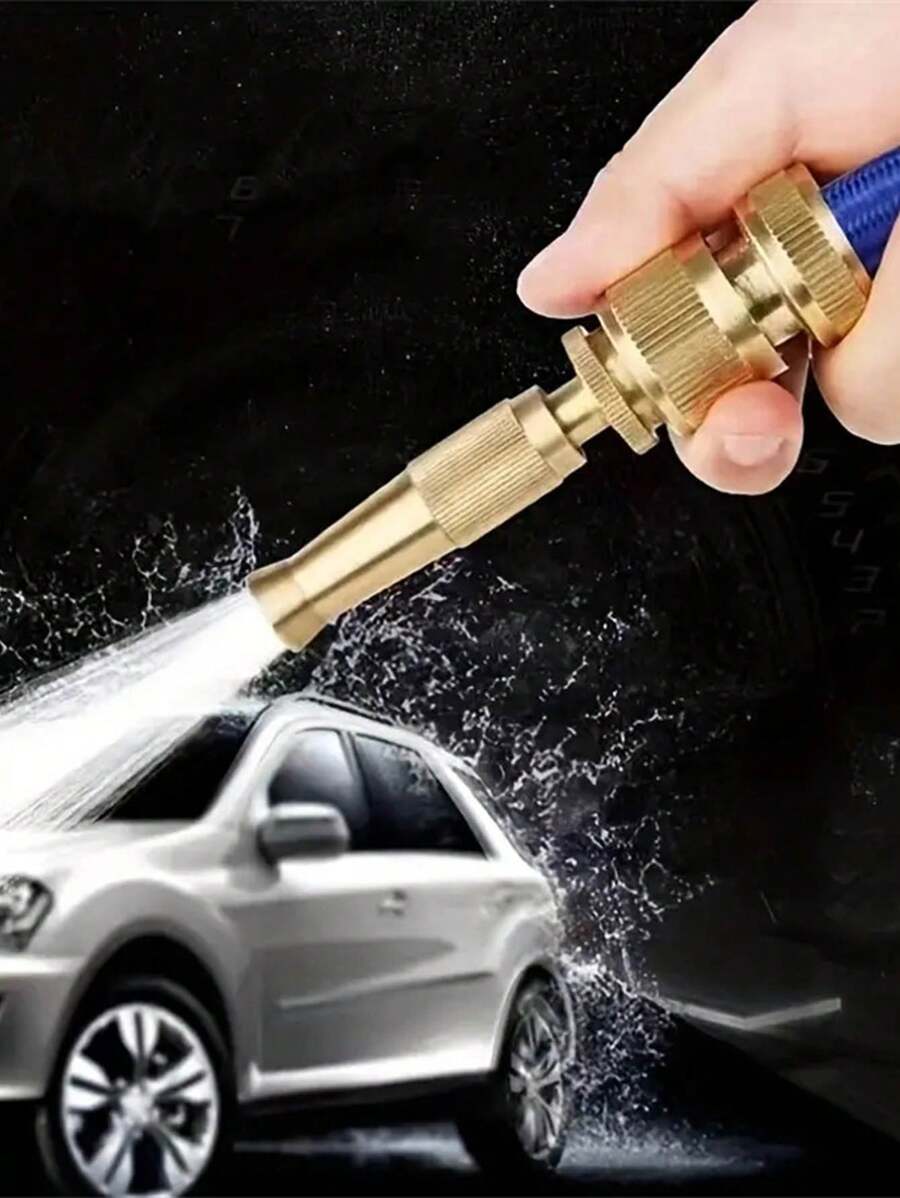 1入組高壓鍍銅膠管噴嘴洗車水槍,奶嘴造型頭,適用於家庭使用