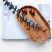家用橢圓形木製托盤(19cm X 10.8cm),適合盛裝小吃、水果、甜點、茶杯、咖啡杯等,並能當作時尚的桌面裝飾 - 棕色 - 查看 1