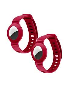 2 Protective Bracelet Case For Airtag For Children And Adults Comfortable Watch Strap - Maroon - View 1