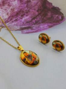 Juego de collar y aretes de acero inoxidable - 16 - Ver 1