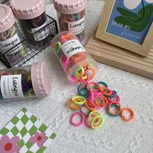 50入組兒童編織小鬆緊頭髮橡皮筋,可愛無害的髮圈,非常適合女孩的馬尾髮型 - 彩色 - 查看 3
