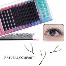 anlinnet Lông mi giả riêng lẻ 12 hàng, Lông mi C/D Curl 8 ~ 15mm Ghép thủ công Hình dạng YY Lông mi riêng lẻ, Nối mi lâu dài dành cho chuyên gia ghép lông mi giả - màu đen - Xem 3