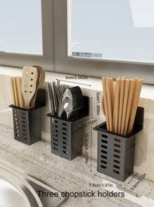 1入組/2入組黑/白/透明廚房收納架附排水筷子/管/湯匙收納架，壁掛式，多功能附餐具瀝水架，餐具架