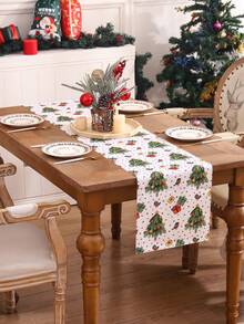 1pc Waterproof Linen Christmas Decoration Table Runner - Multicolor - View 5
