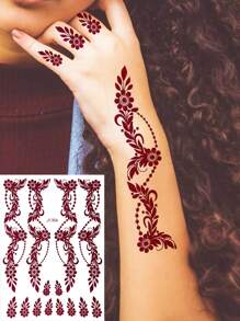 1 Foglio di Tatuaggi temporanei per i piedi con motivo floreale, impermeabile, per donne, tatuaggi finti marroni per mani, ideali per feste, festival e matrimoni