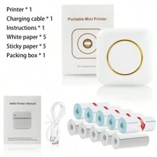 C20攜帶型迷你打印機附10捲熱敏紙貼紙製造機,迷你標籤製造機,熱敏打印機無墨印刷便攜相片打印機diy辦公室家庭 - 金色 - 查看 1