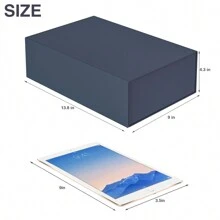1塊大型豪華禮品盒,海軍藍色,尺寸為13.8x9x4.3英寸(33.8x22.9x11.9厘米),配帶絲帶和磁性閉包,可用於母親節、生日、新娘和婚禮禮物包裝 - 藏蓝色 - 查看 3