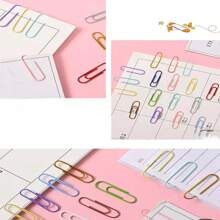 1 caja de 200 piezas Clips de carpeta multifuncionales de color plateado - Plateado - Ver 4