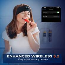 Sports Headband Music Headset Wireless Earphone Sleeping Band Headphone Music Headphones Sleep Headband Soft Elastic Comfortable Eye Mask - Black - View 10