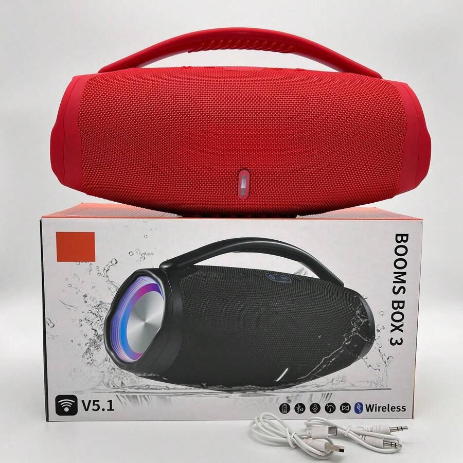 BoomsBox3 Bluetooth V5.1 Speaker Speaker Portable Side RGB Light - Red - View 1