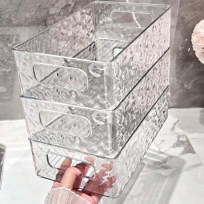 1 hộp đựng đồ trang điểm trong suốt sang trọng nhẹ để bàn, giỏ có thể xếp chồng, hộp đựng sản phẩm chăm sóc da, mặt nạ, hộp nhựa acrylic để xếp chồng, cho kỳ nghỉ bãi biển, bộ sưu tập phòng tắm, bộ sưu tập phòng ngủ, dung tích lớn