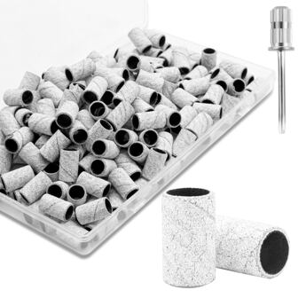 180 Grit Nail Sanding Band, 100Pcs Professional White Nail Sanding Band With 3/32' Nail Sanding Drill Bit For Nail And Foot Care Set Sanding Band Sanding Drum For Nail Drill,Nail Supplies,Nail Tools,Nail Art Tools,Back To School,Nails,Nail Tools For Press On Nails