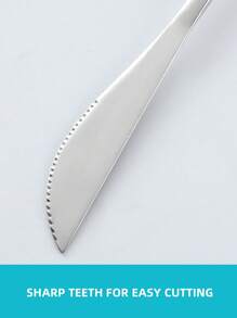 24 件不锈钢酒店西餐厅餐具套装，包括刀、叉、勺和茶匙，厨房，圣诞节返校礼物，学校用品 - 銀色 - 查看 5