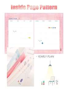 dulce 365 días agenda Cuaderno color Página interior Cuaderno de plan Libro diariamente plan mensual tiempo de horario Bloc Álbum de recortes Papelería - Azul - Ver 3