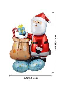 1 Pieza Globo Decorativo De Navidad Con Base De Ensamblaje Patrón De Santa Claus Regalo - Multicolor - Ver 3
