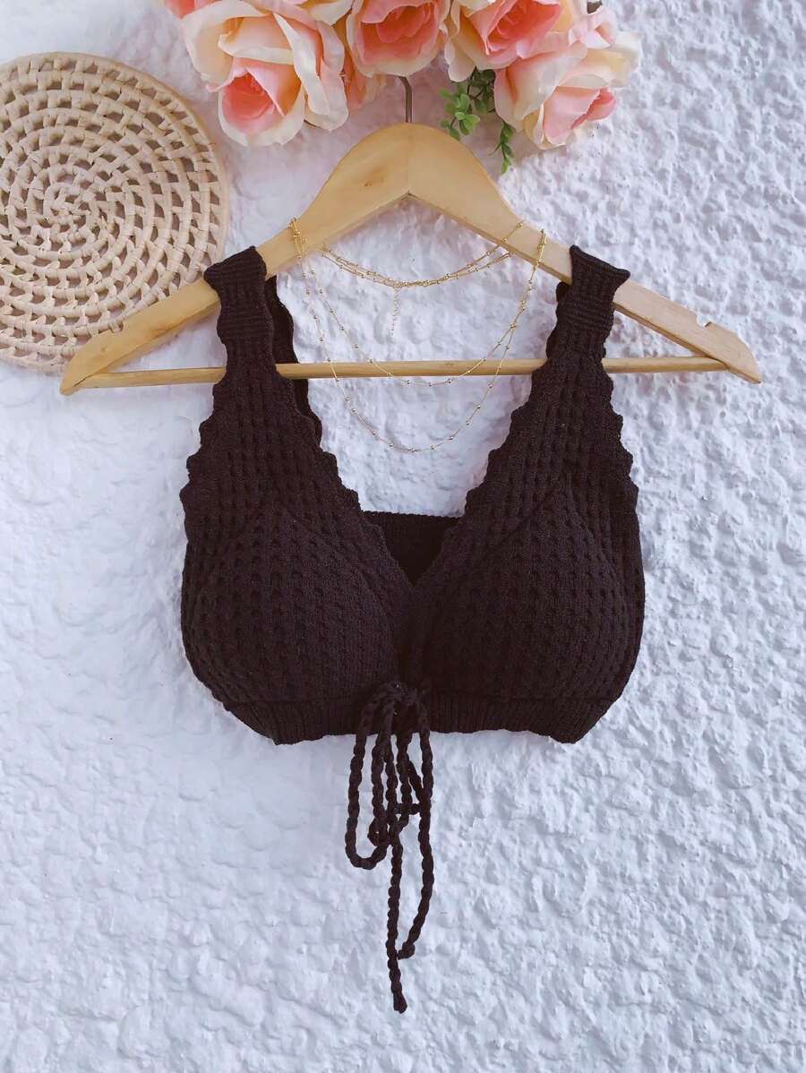 Women Knit Tops - 黑色 - 查看 1