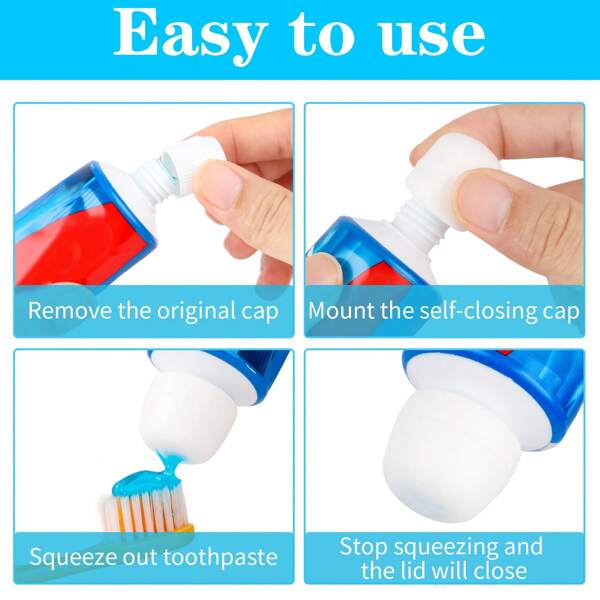 8 Pcs Self Closing Toothpaste Caps Toothpaste Dispenser Squeezer for