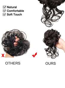 合成发髻 凌乱卷发带 弹性发箍 假发片 女士发夹 黑棕色假发