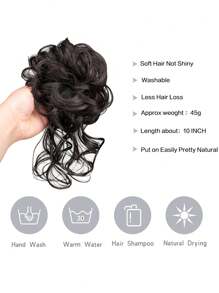 合成发髻 凌乱卷发带 弹性发箍 假发片 女士发夹 黑棕色假发