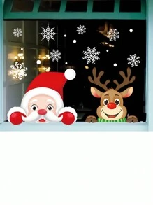 1pc Two-Sided Christmas Window Sticker Set, 57 Elements, Made Of Pvc Material, Self-Adhesive, Independently Cuttable, Can Be Mixed And Matched According To Position And Size Best Gifts - Multicolor - View 2