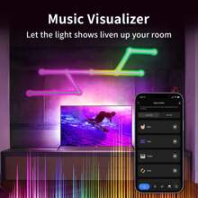 6入組/9入組rgb Wifi智能壁燈,遊戲房裝飾燈條,16m+色彩,音樂同步,app Wifi兼容alexa和google - 彩色 - 查看 2